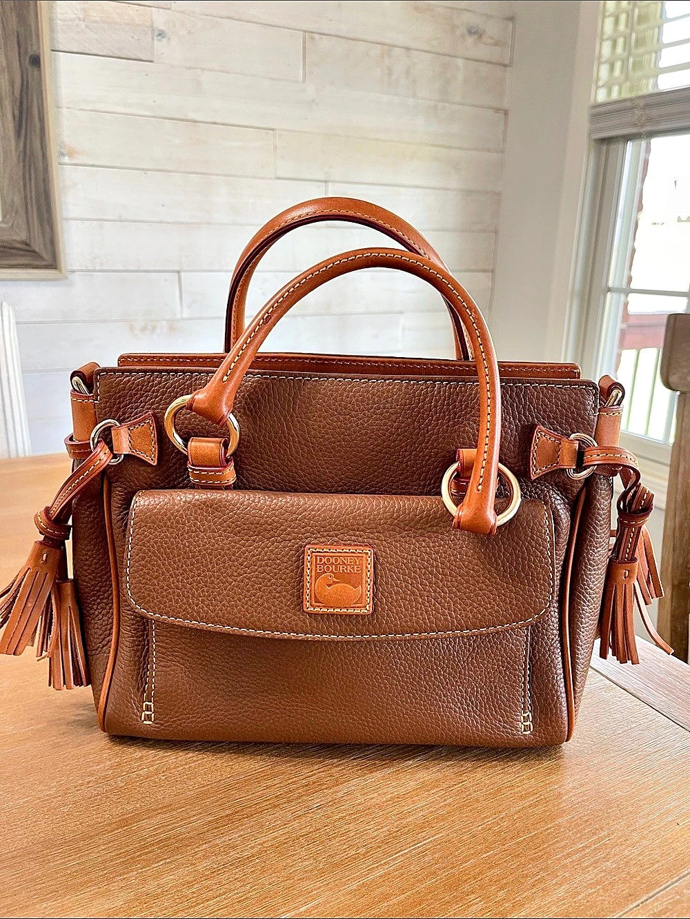 Dooney & Bourke Pebble Grain Bristol Satchel Brown Tote